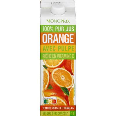 Monoprix Orange juice with pulp 100% pure juice 1L