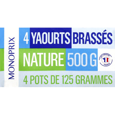 Monoprix Natural stirred yogurts 4x125g
