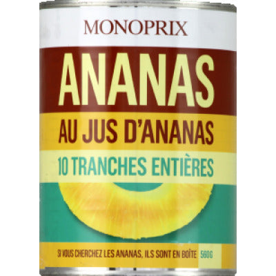 Monoprix Ananas en Tranches x10 340g Monoprix Ananas en Tranches x10 340g