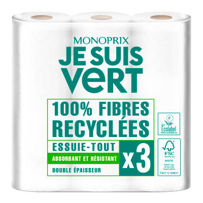 Monoprix Je suis Vert Essuie-Tout x3