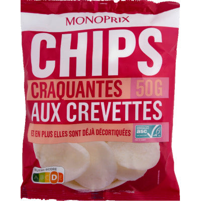 Monoprix Chips craquantes aux crevettes 50g