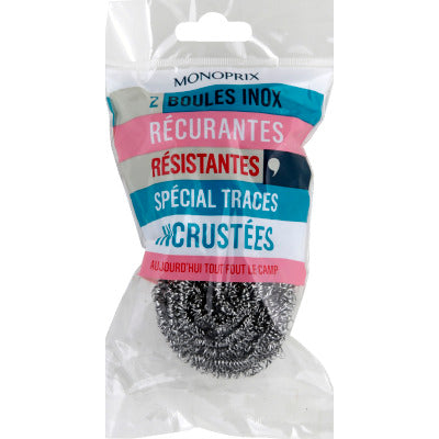 Monoprix Stainless steel balls resistant to encrusted marks x2 Monoprix Stainless steel balls resistant to encrusted marks x2