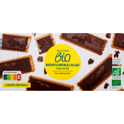 Monoprix Bio Organic Milk Chocolate Biscuits 125g