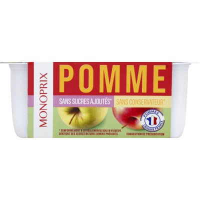 Monoprix Purée de Pommes Sans Sucres Pack 4x90g Monoprix Purée de Pommes Sans Sucres Pack 4x90g