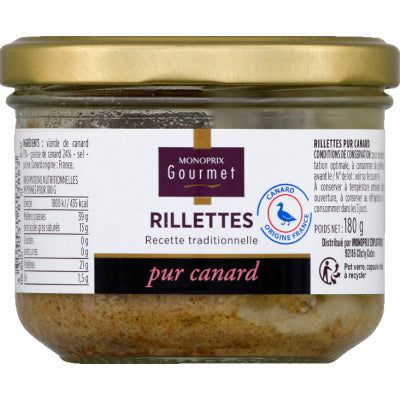 Monoprix Gourmet Rillettes Pure Duck Traditional Recipe 180G