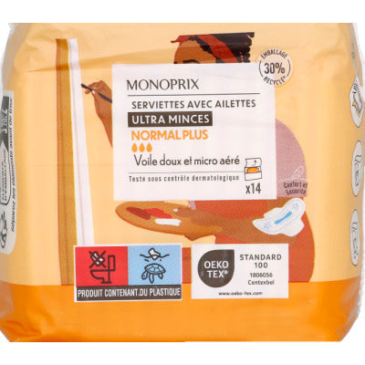 Monoprix Normal Plus Ultra-Thin Napkins x14