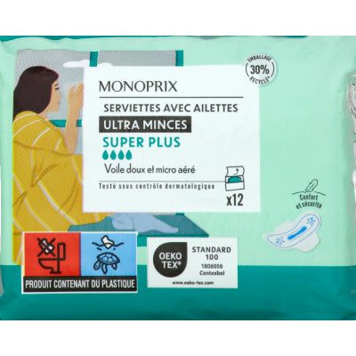 Monoprix Super Plus Ultra-Thin Napkins x12