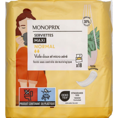 Monoprix Maxi Normal Napkins X18