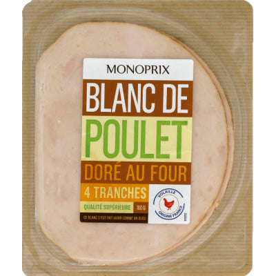 Monoprix Blanc de Poulet 4 tranches 160g Monoprix Blanc de Poulet 4 tranches 160g