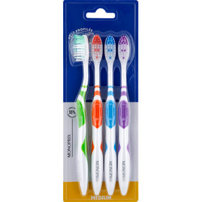 Monoprix Medium toothbrush x4