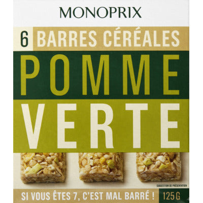 Monoprix Barres céréales pomme verte 125g Monoprix Barres céréales pomme verte 125g