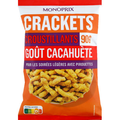 Monoprix Crackets croustillants goût cacahuète 90g Monoprix Crackets croustillants goût cacahuète 90g