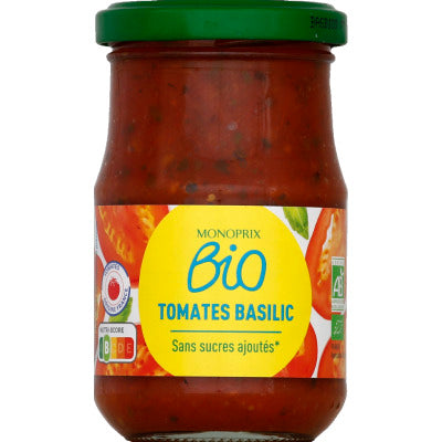 Monoprix Bio Tomato basil sauce without added sugar organic 200g