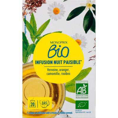 Monoprix Bio Infusion Nuit Paisible 20 Sachets 30g Monoprix Bio Infusion Nuit Paisible 20 Sachets 30g