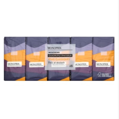 Monoprix Classic Softness & Resistance Handkerchief Cases X15