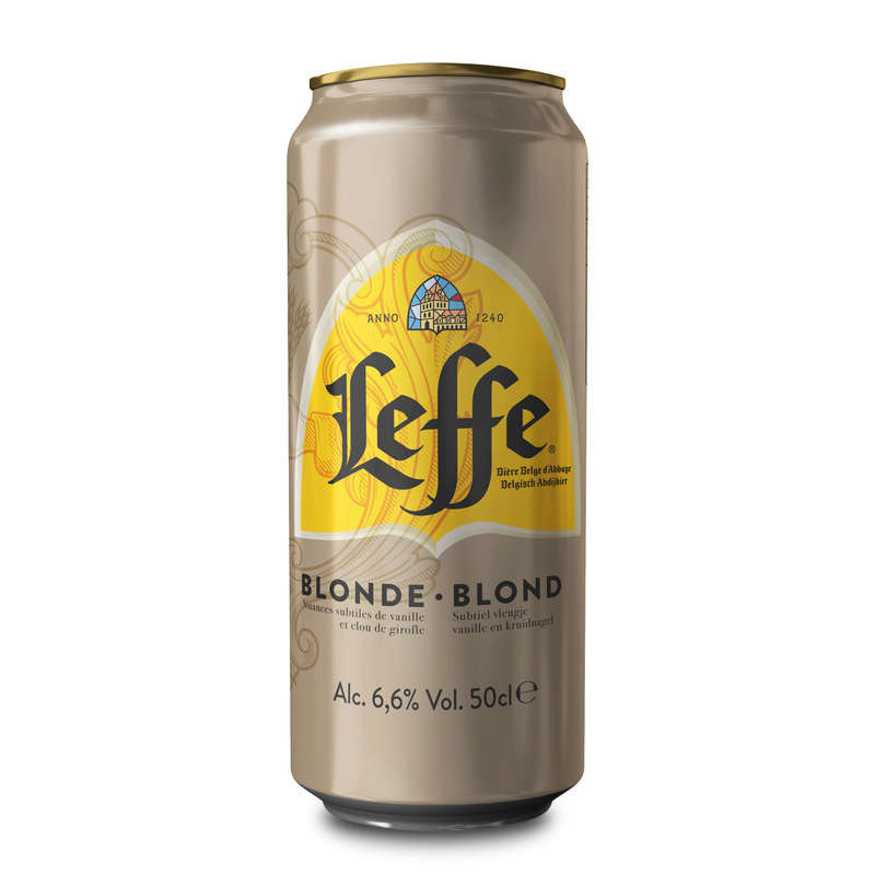Leffe bière blonde abbaye canette 50 cl Leffe bière blonde abbaye canette 50 cl