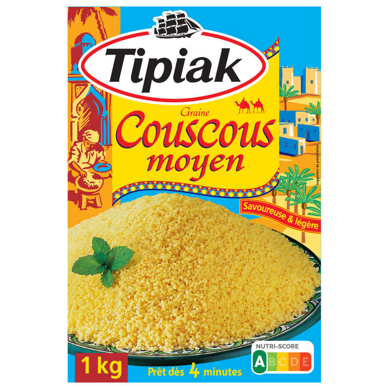Tipiak Couscous Moyen Prêt en 4min 1Kg Tipiak Couscous Moyen Prêt en 4min 1Kg