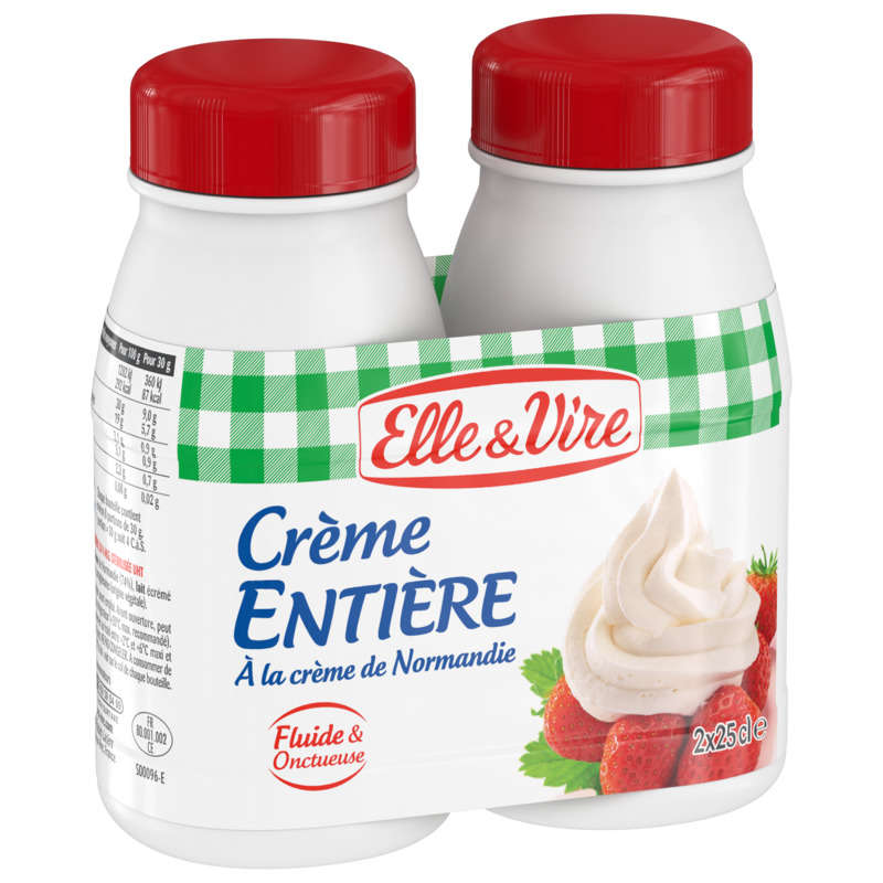 Elle & Vire Fluid Whole Cream With Normandy Cream 2X25Cl