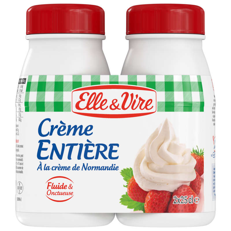 Elle & Vire Fluid Whole Cream With Normandy Cream 2X25Cl