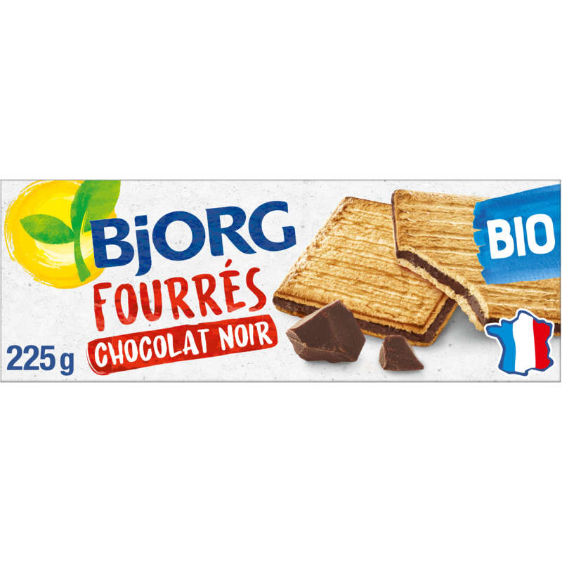Bjorg Biscuits Fourrés Au Chocolat Noir Bio 225g Bjorg Biscuits Fourrés Au Chocolat Noir Bio 225g