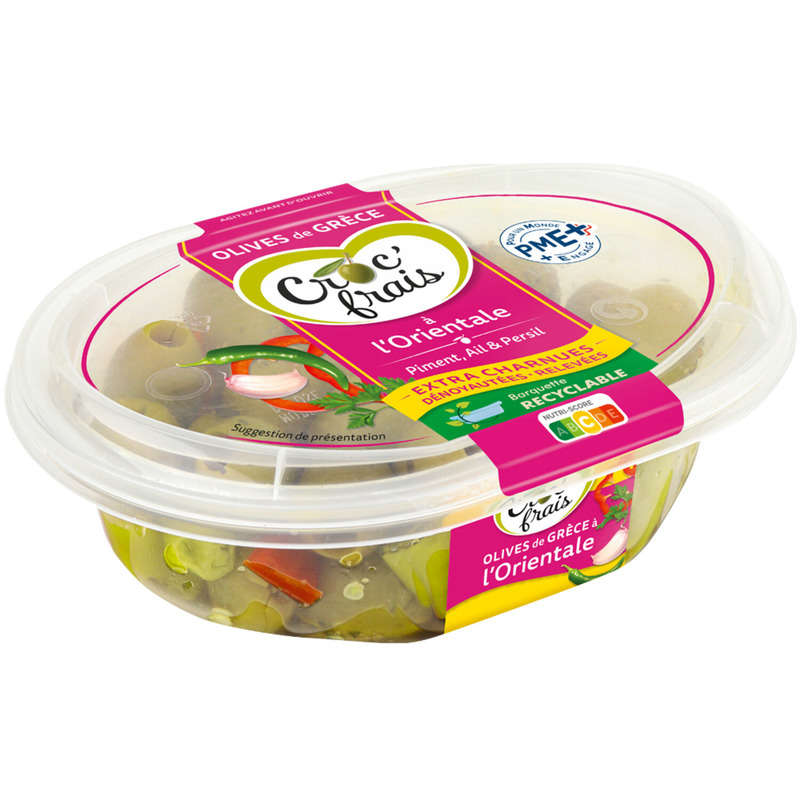 Croc'Frais Olives Vertes Dénoyautées À L'Orientale 200G Croc'Frais Olives Vertes Dénoyautées À L'Orientale 200G