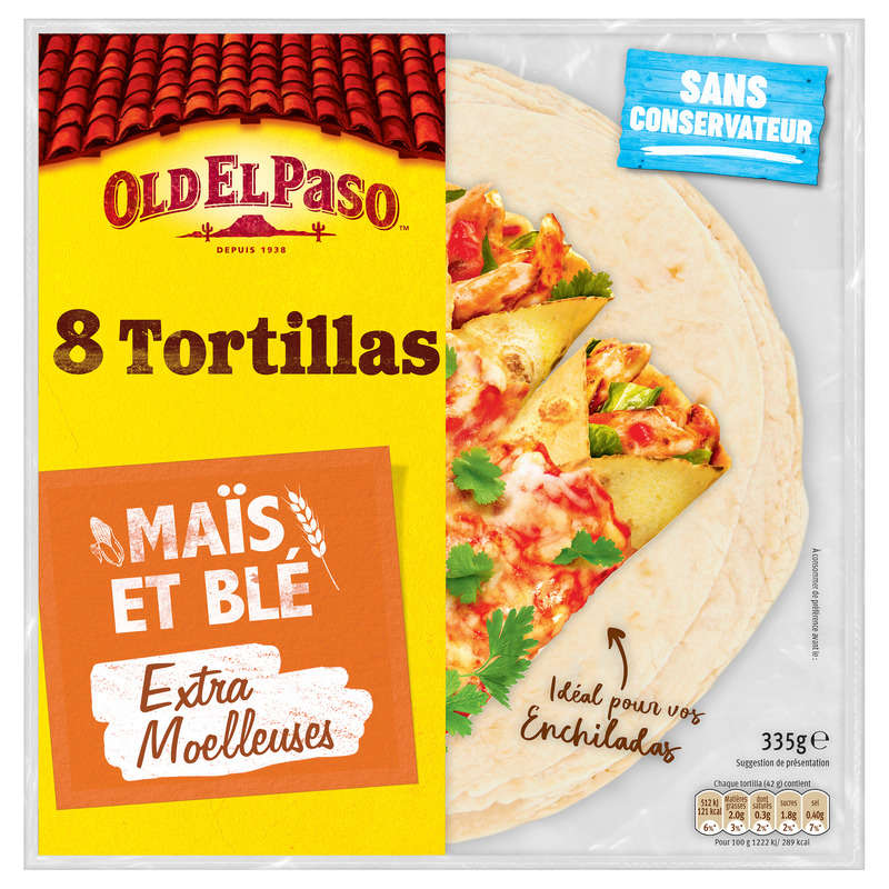 Old El Paso 8 Tortillas de Maïs Souples 335g Old El Paso 8 Tortillas de Maïs Souples 335g