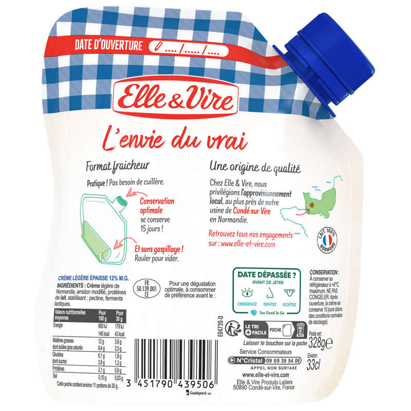 Elle&Vire Thick Light Normandy Cream 12% Fat 33cl