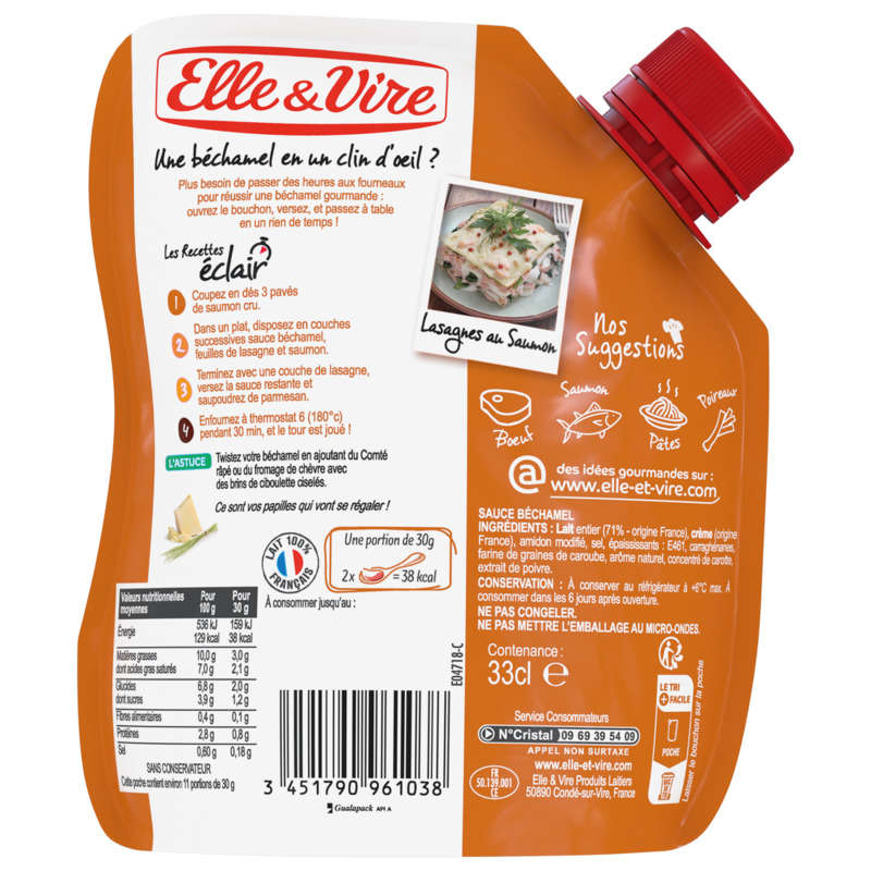 Elle&Vire Whole milk béchamel sauce 33cl pouch size