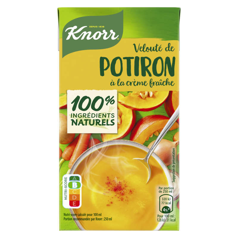 Knorr Soupe Liquide Velouté Potiron Crème Fraîche 50cl Knorr Soupe Liquide Velouté Potiron Crème Fraîche 50cl
