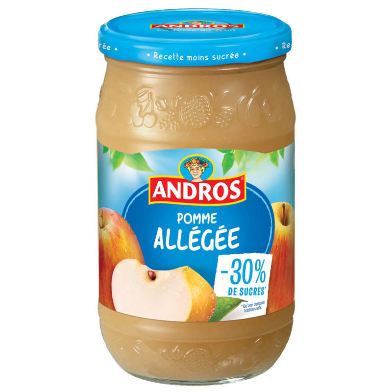 Andros Compote de Pommes Allégée -30% de Sucres Pot 730g Andros Compote de Pommes Allégée -30% de Sucres Pot 730g