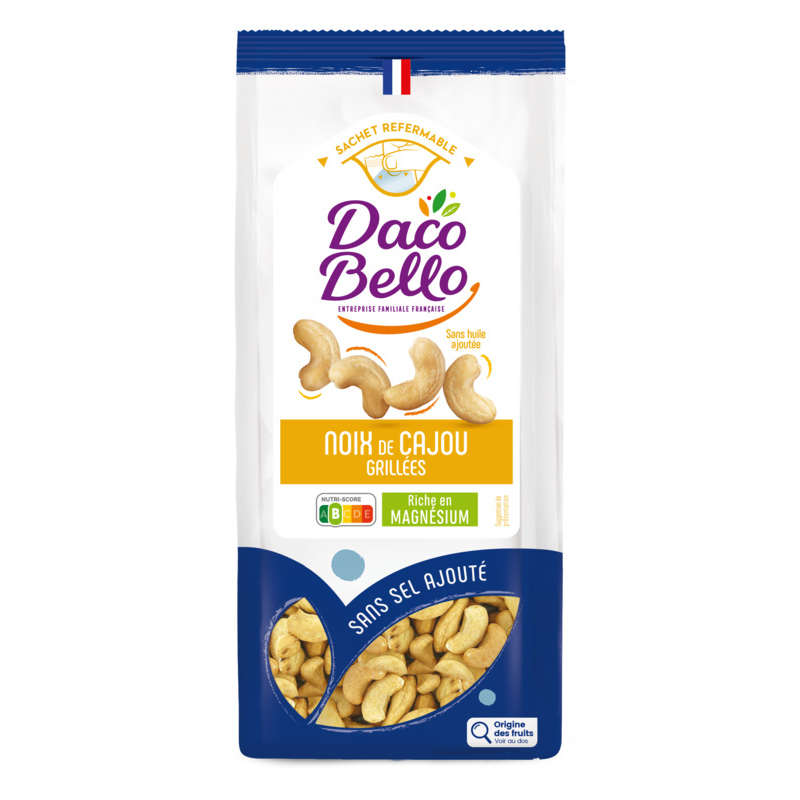 Daco Bello Roasted Cashews, Natural, Unsalted 225 G