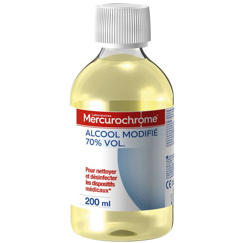 Mercurochrome Alcool modifié 70% vol 200ml Mercurochrome Alcool modifié 70% vol 200ml