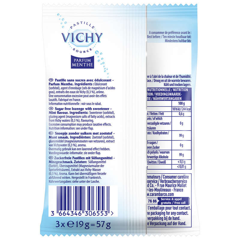 Vichy Pastille, Mint Flavor, Sugar Free 19G