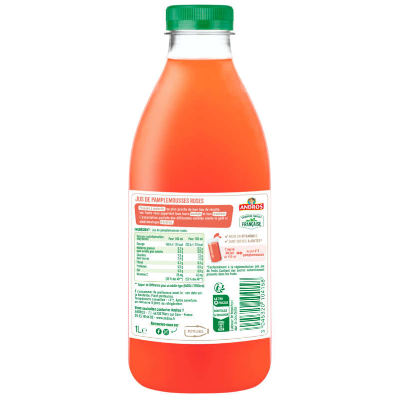 Andros Pressed Pink Grapefruit 1L