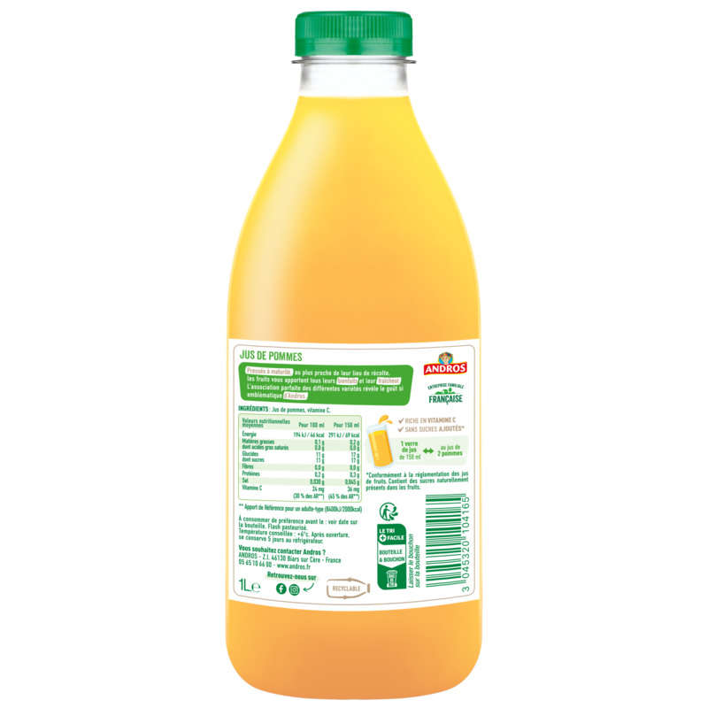 Andros Apple Juice No Added Sugar 1L