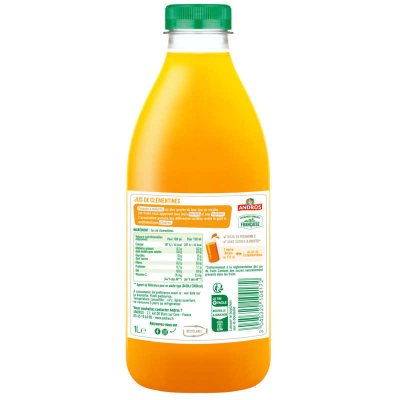 Andros clementine juice 1L bottle