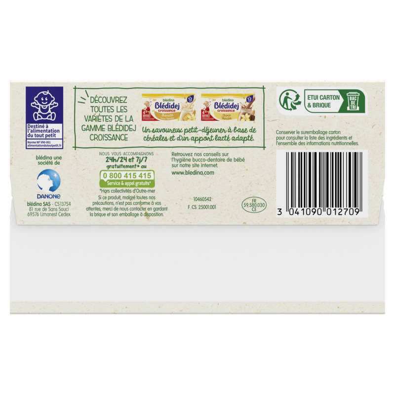 Blédina Blédidej Growth Milk and Cereals Choco Biscuit Flavor 4x250ml