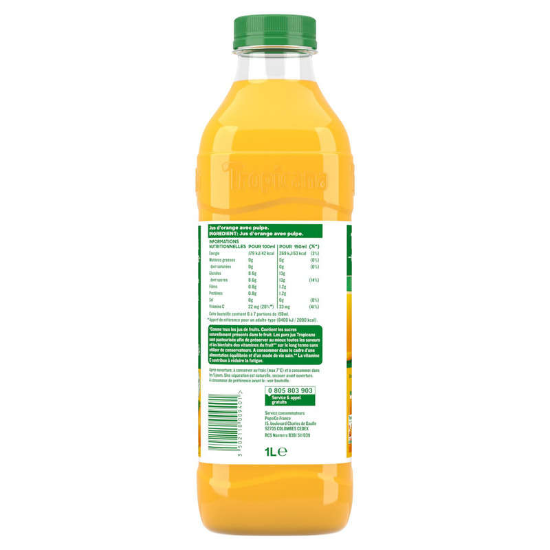 TROPICANA Pure Orange Juice with Pulp 1L Bottle