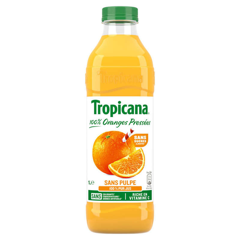 Tropicana Pure Orange Juice Without Pulp 1L Bottle