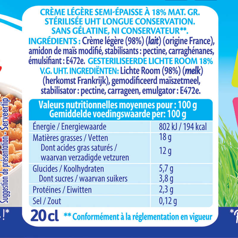 Bridélice Light Semi-Thick Cream 18%Mg 3X20Cl