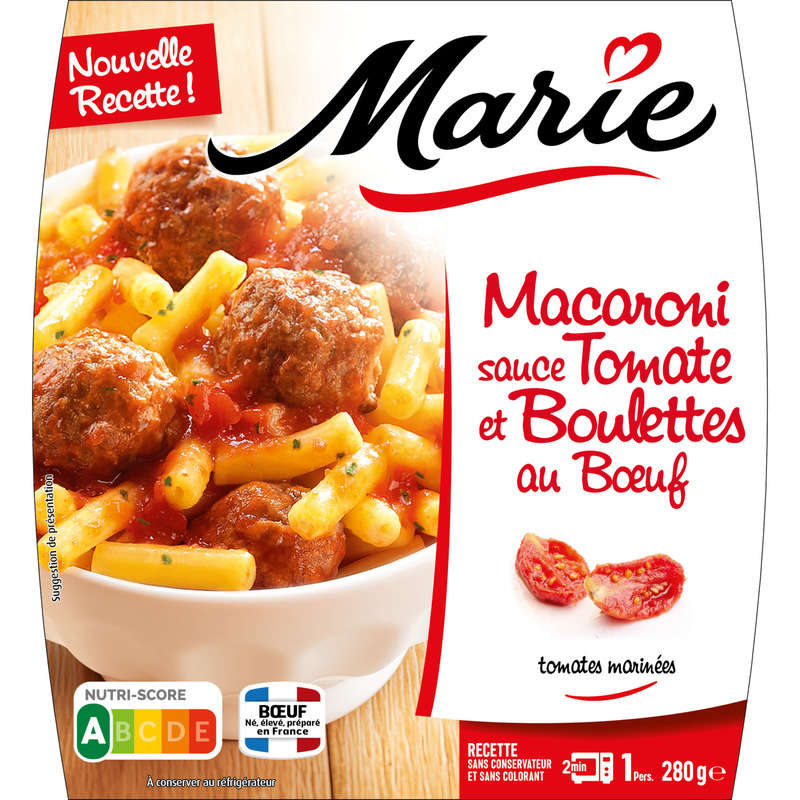 Marie Macaroni tomato sauce and beef meatballs vbf 280g marie