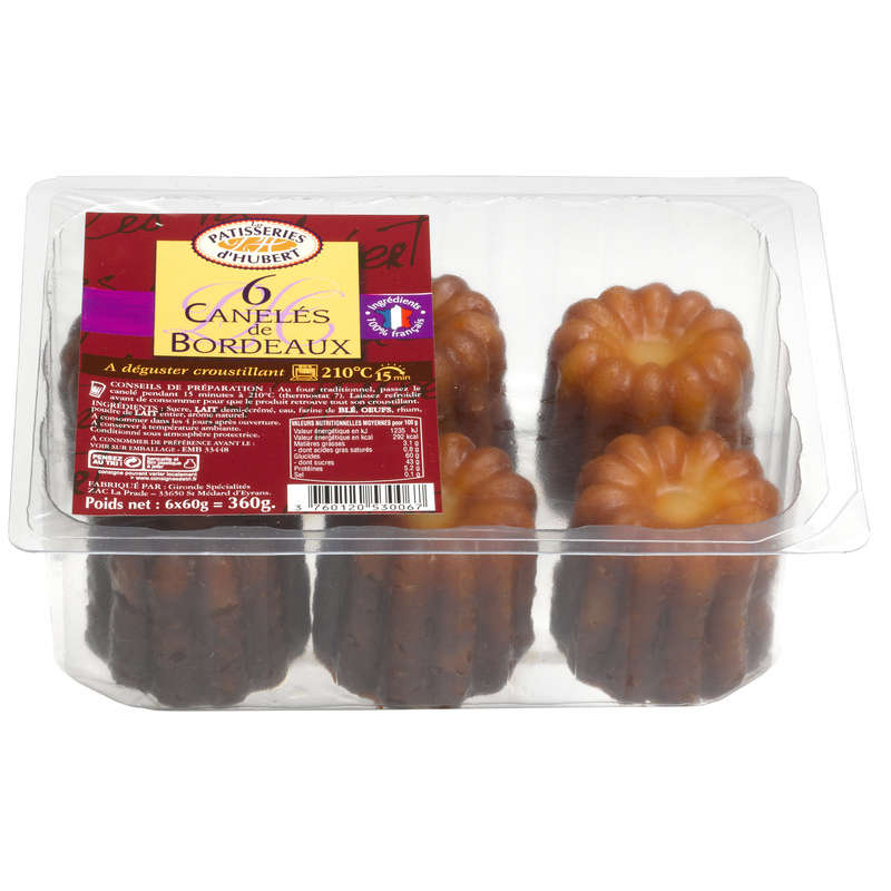Hubert's Pastries Canelés from Bordeaux x6 360g Hubert's Pastries Canelés from Bordeaux x6 360g