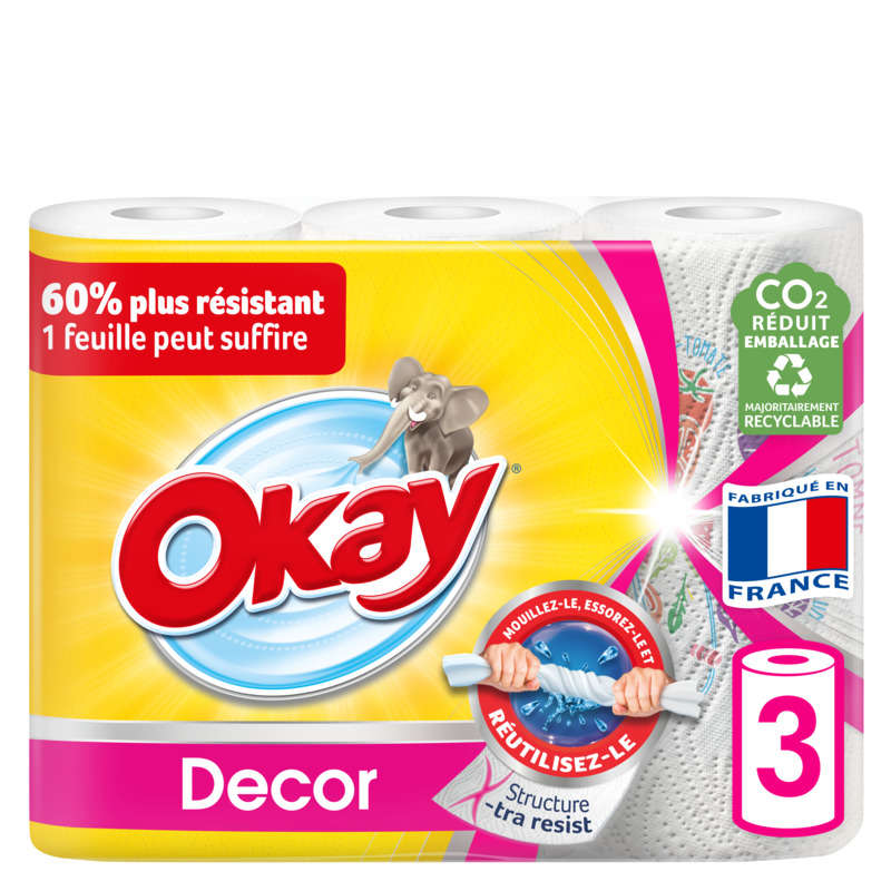 Okay Essuie-Tout Décor Le Paquet X3 Rouleaux Okay Essuie-Tout Décor Le Paquet X3 Rouleaux