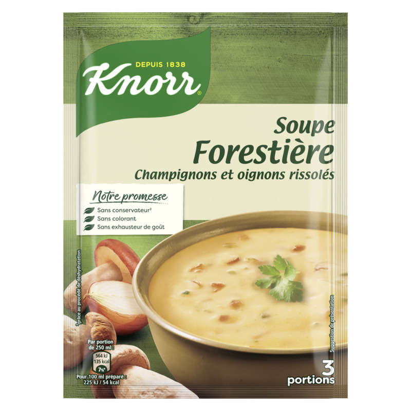 Knorr Soupe Déshydratée Forestière Champignons et Oignons 85 g 3 portions Knorr Soupe Déshydratée Forestière Champignons et Oignons 85 g 3 portions