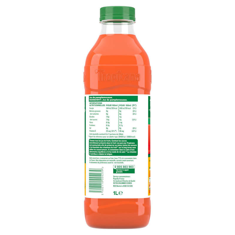 Tropicana Pure Pink Grapefruit Juice 1L Bottle