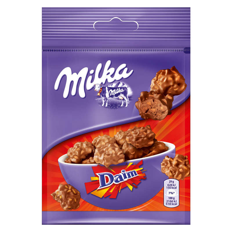 Milka Snax Milk Chocolate with Daim Chips 145g Milka Snax Milk Chocolate with Daim Chips 145g