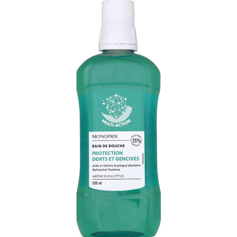 Monoprix Bain de bouche protection dents et gencives 500ml Monoprix Bain de bouche protection dents et gencives 500ml
