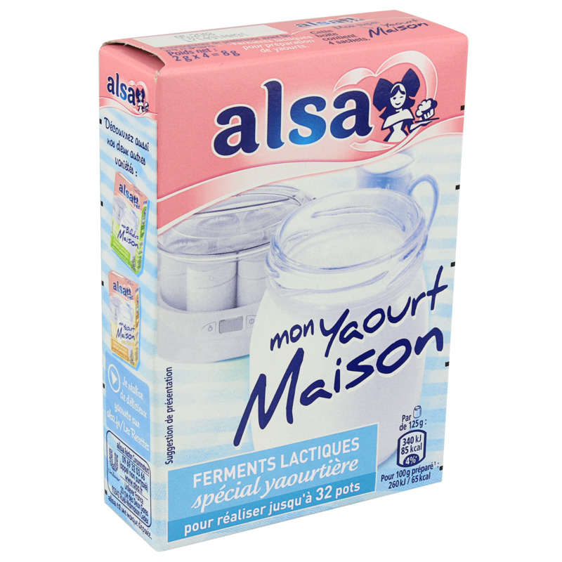 Alsa Préparation Mon Yaourt Maison 4 Sachets 8g Alsa Préparation Mon Yaourt Maison 4 Sachets 8g