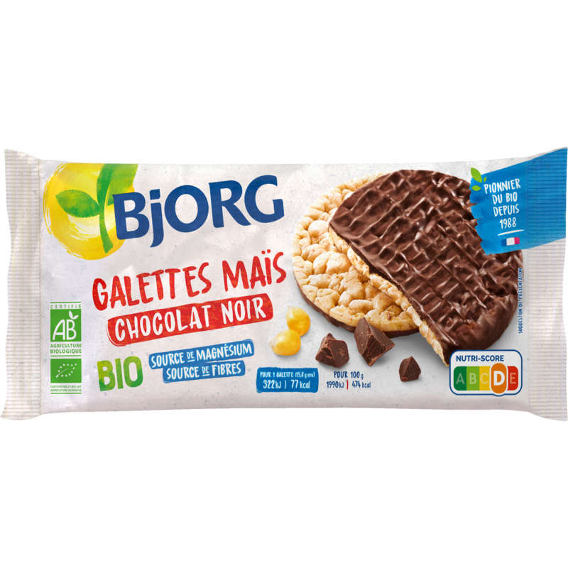 Bjorg Galettes Maïs Chocolat Noir, Bio 95G Bjorg Galettes Maïs Chocolat Noir, Bio 95G