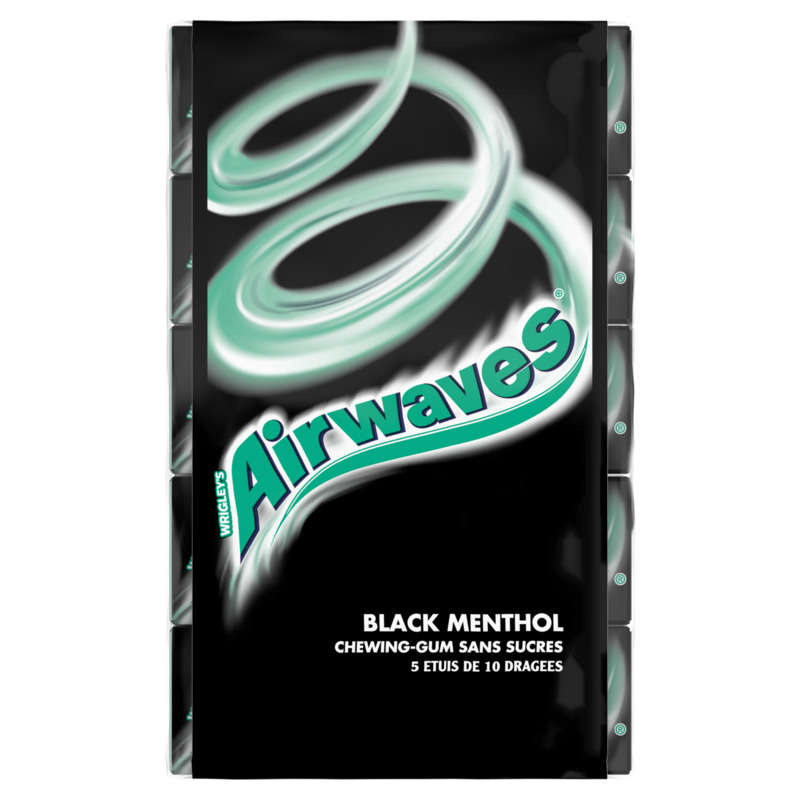 Airwaves Chewing-Gum Au Goût Black Menthol, Sans Sucres 70g Airwaves Chewing-Gum Au Goût Black Menthol, Sans Sucres 70g